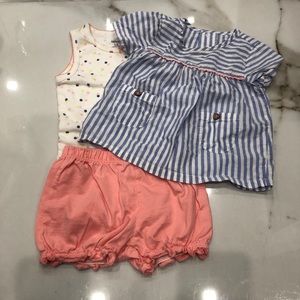 3 piece set blue whit and coral from Carters